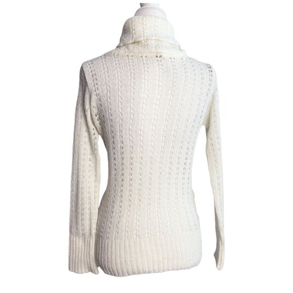 Cuesta Blanca Open Knit Turtleneck Sweater Off White Cream Ivory Women's 40IT Sm - Picture 7 of 7